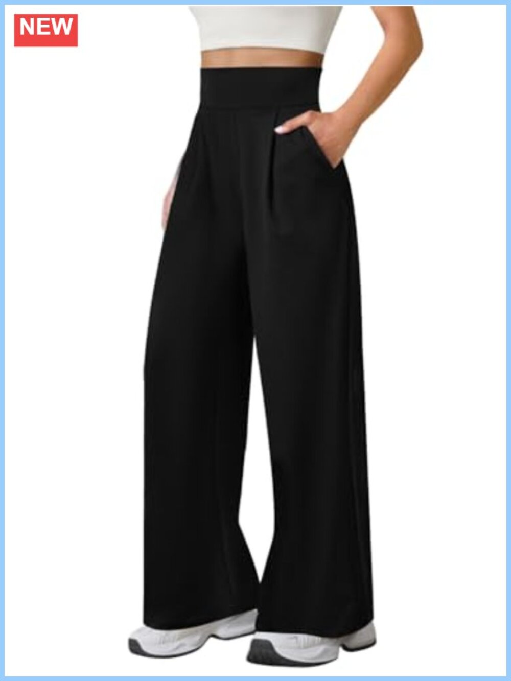 Wide Leg Yoga Pants High Waist Tummy Control with Pockets Stretch Work Trousers